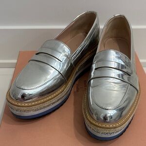 Aldo Shiny Silver Loafers